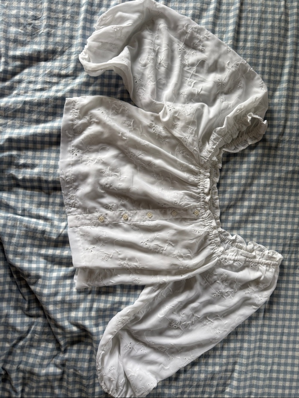 American Eagle Outfitters White Eyelet Off-Shoulder Blouse